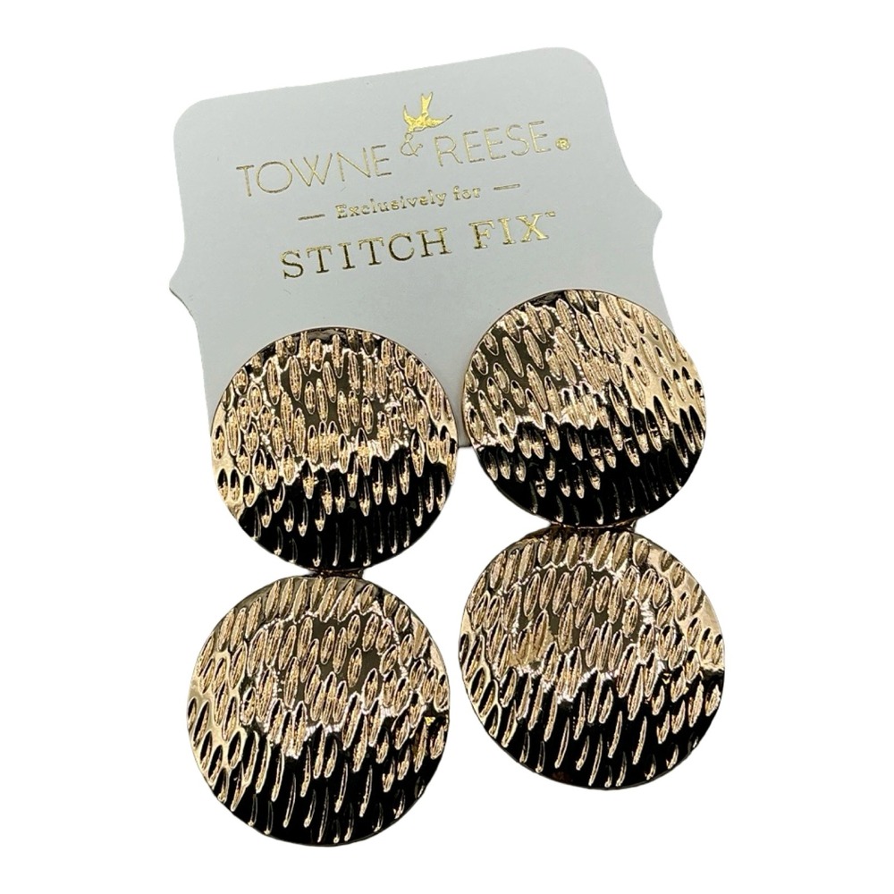 Towne‎ & Reese Mariana Double Drop Earrings Gold Stitch Fix SFEA6139GLD